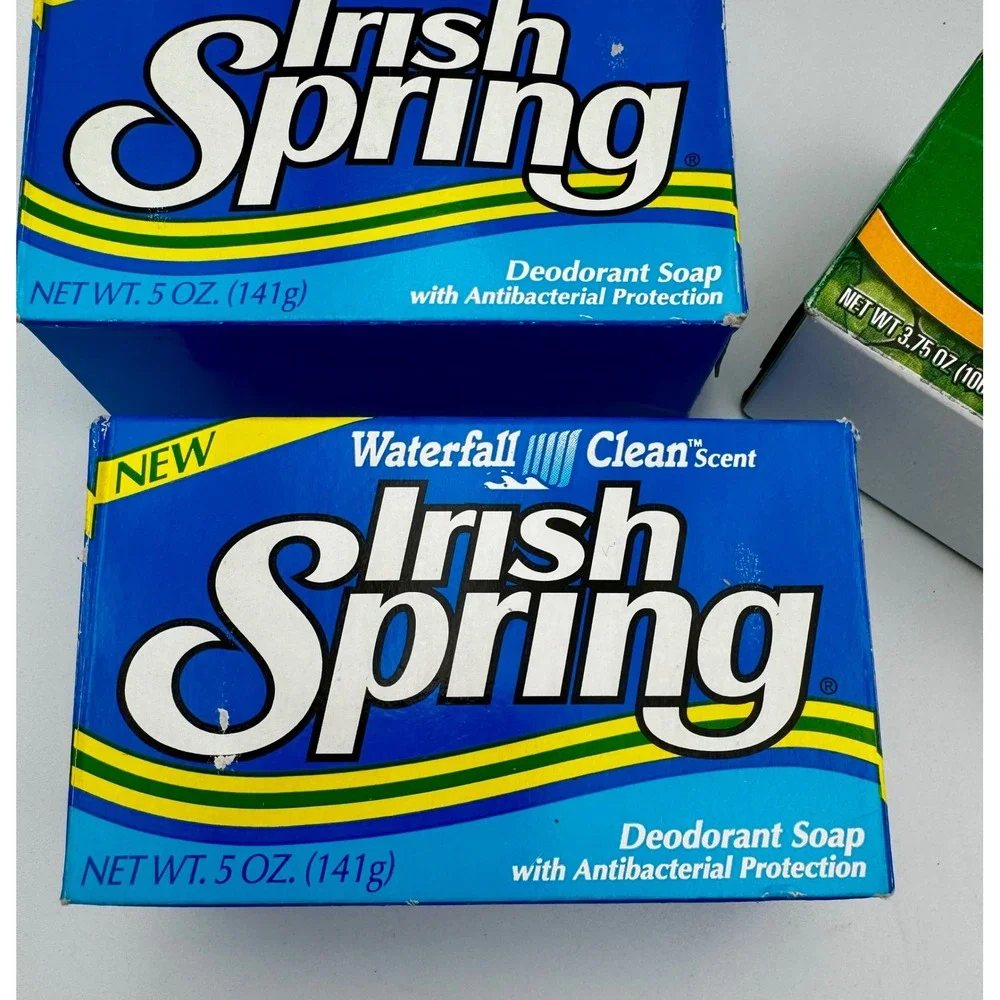 Vintage Irish Spring Bar Soap Lot 3 NOS Original Waterfall Clean Antibacterial